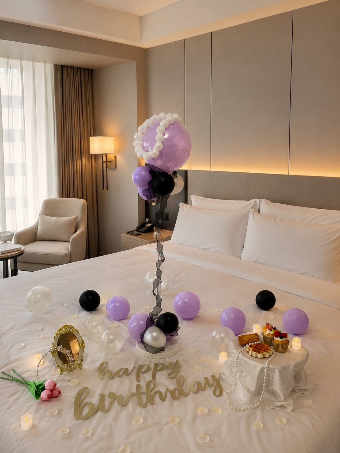 Glamorous Morningのホテル客室バルーン装飾