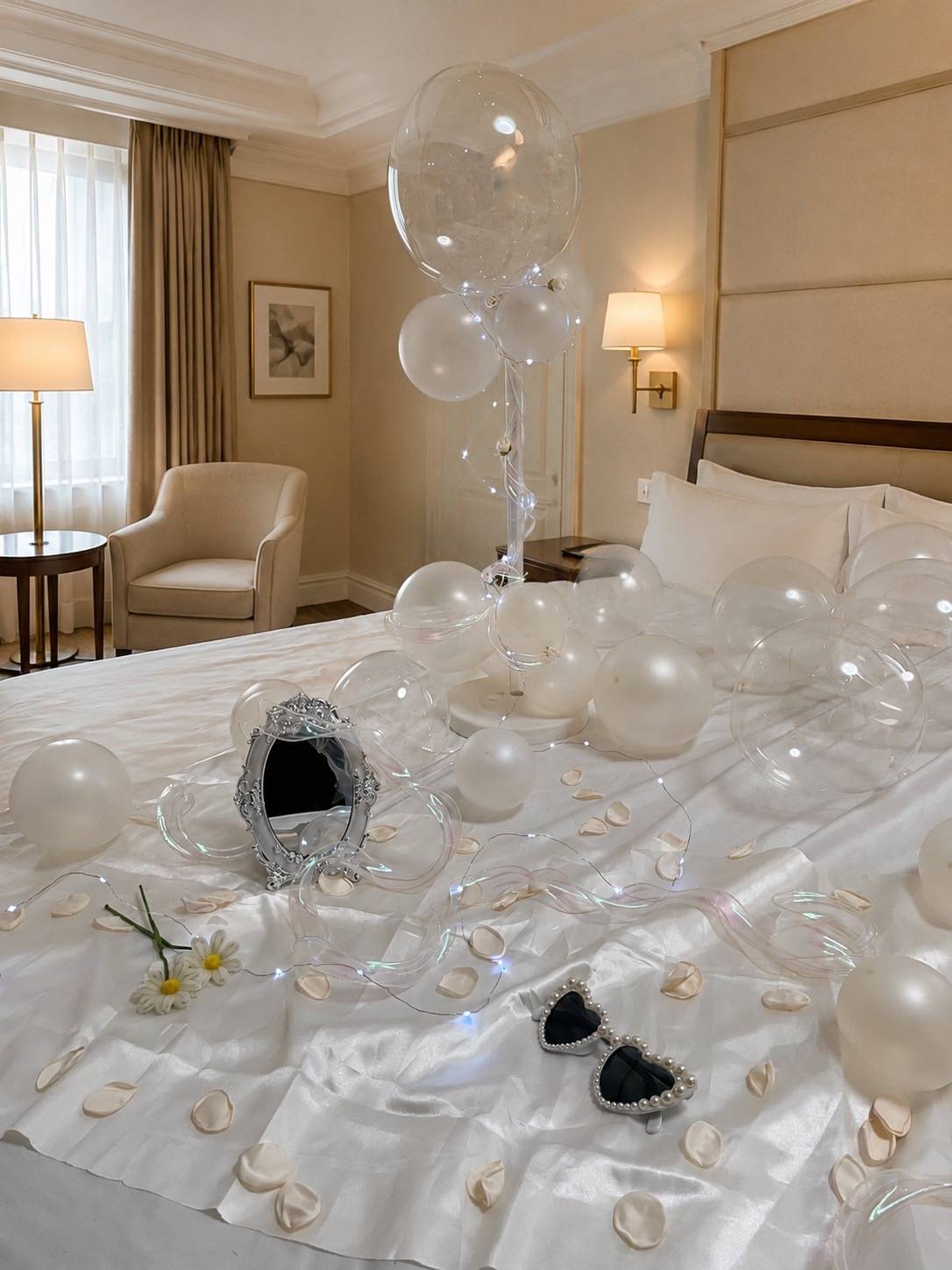 Crystal Bubblesのホテル客室バルーン装飾